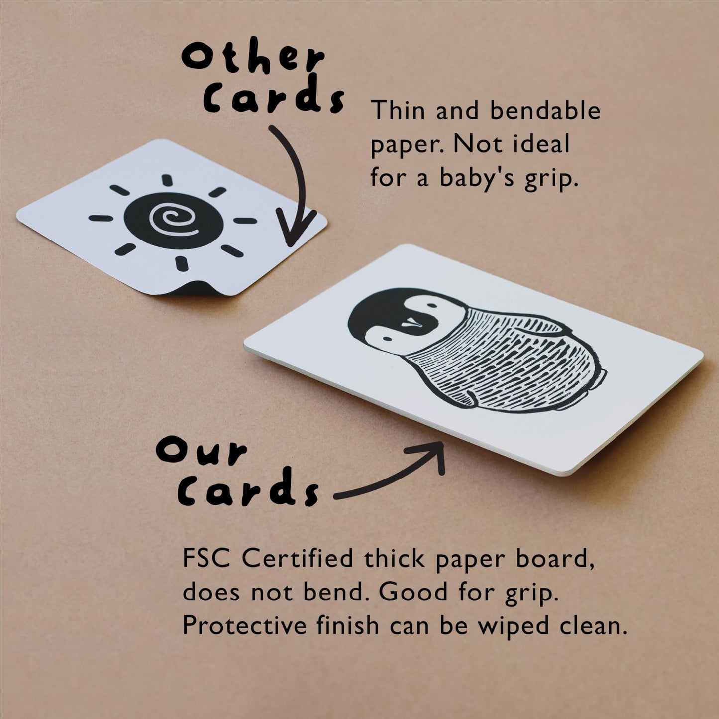 Wee Gallery Art Cards for Baby, Durable High Contrast Black and White Animal Flashcards for Newborns, Brain Development, Sensory Toys, Tummy Time Essentials for Infant and Toddler - Woodland Animals