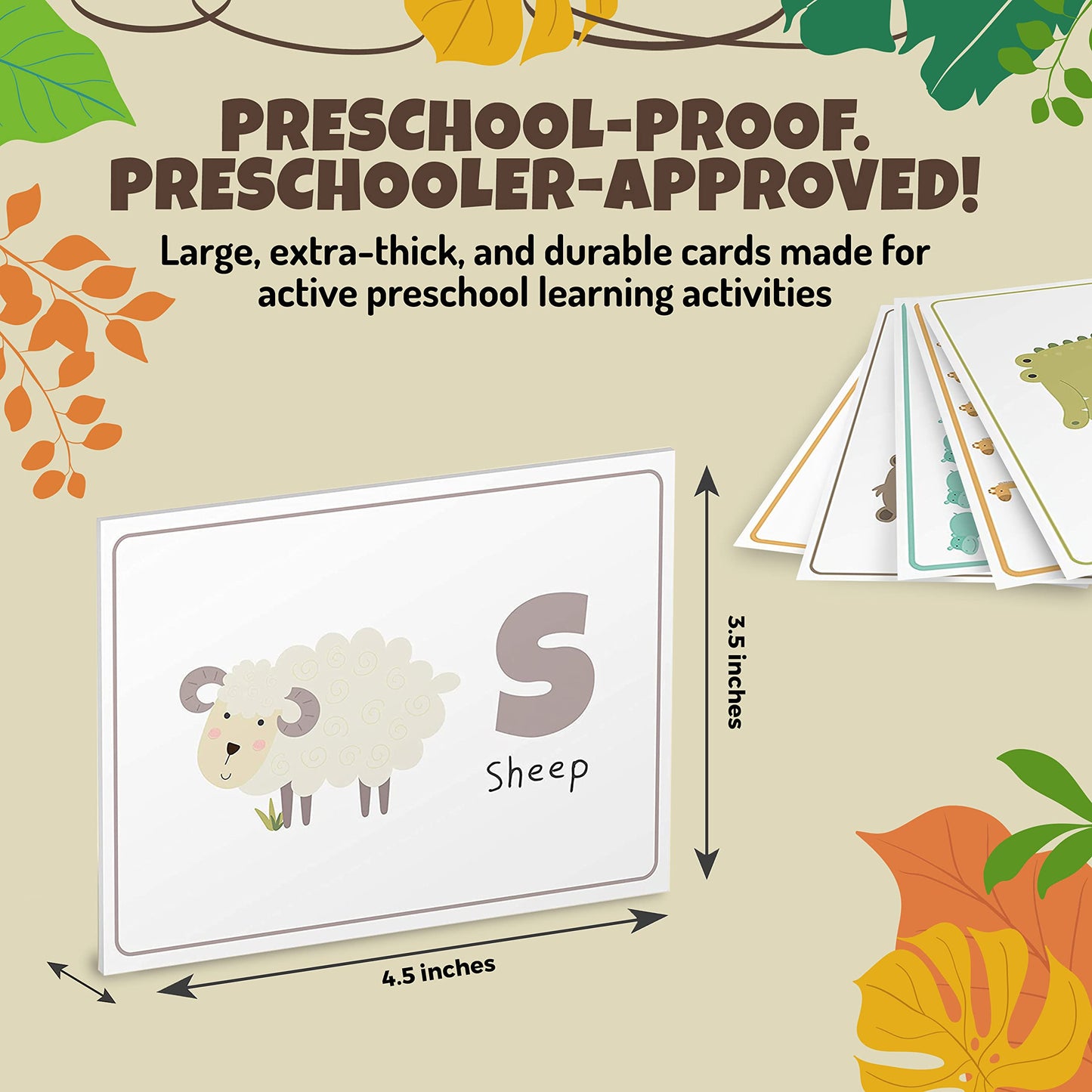 Alphabets and Numbers Animal Flash Cards for Babies, Toddlers, Pre-K, and Kindergarten – Montessori Learning Gift – Uppercase & Lowercase Letters, 123 – 46 Extra Thick Educational Cards