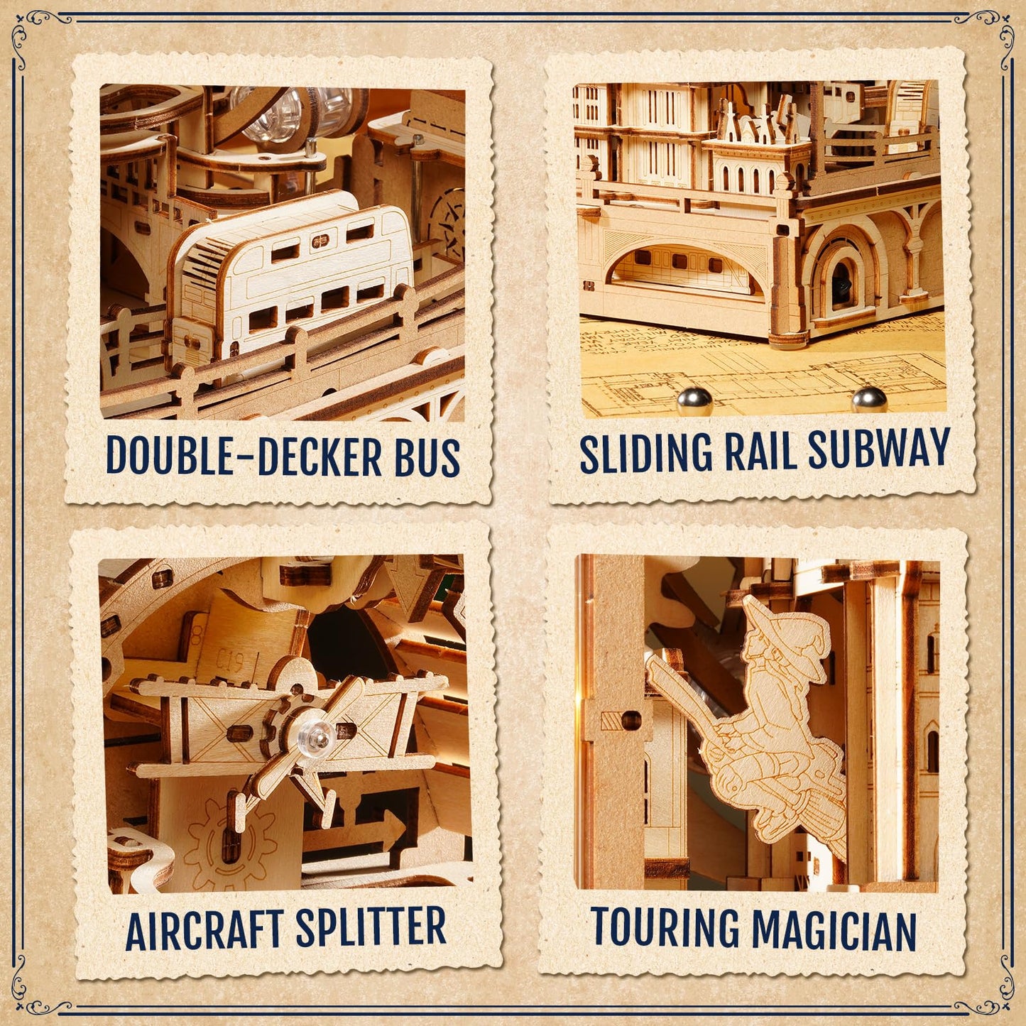 ROKR 3D Wooden Puzzles for Adults,Marble Travel London,431Piece 3D Puzzles,Marble Run Gift for Adults