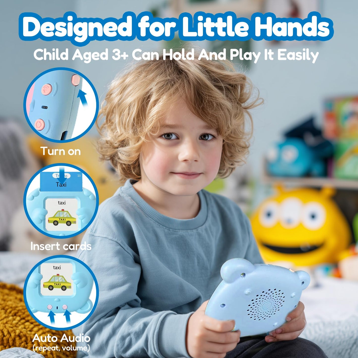 MoLingvora Bilingual Talking Flash Cards for Kids - Deutsch German English Flashcards Children Adults, 510 Sight Words, ABC Alphabet, Pocket Speech for Toddlers, Audible Sensory Toys (German, Blue)