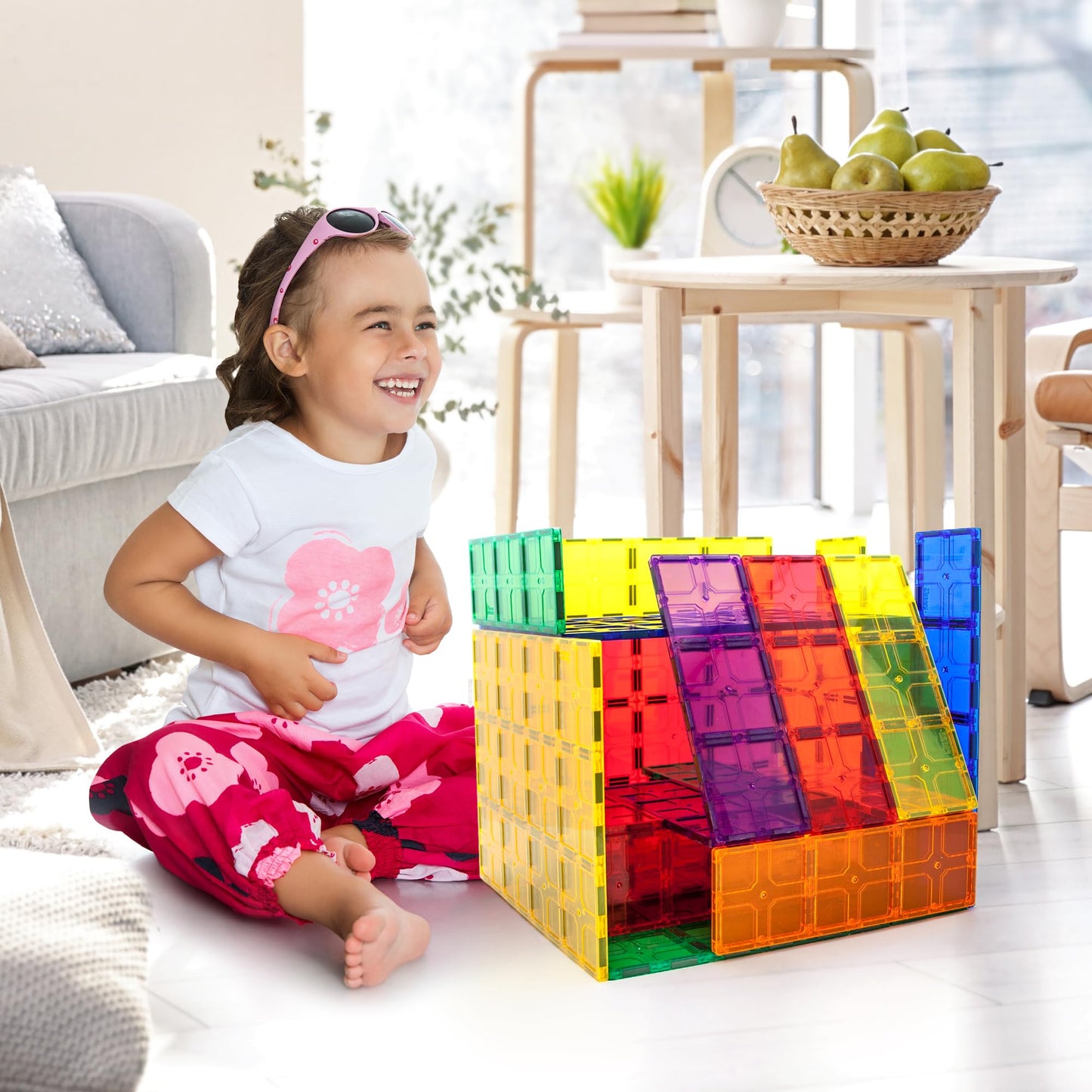 PicassoTiles Large Stabilizer Building Block Base Magnetic Building Block Tiles Jumbo XL Plate Foundation Kit Magnet Tile Stacking STEM Toy Set Compatible Education Construction Learning Square Set