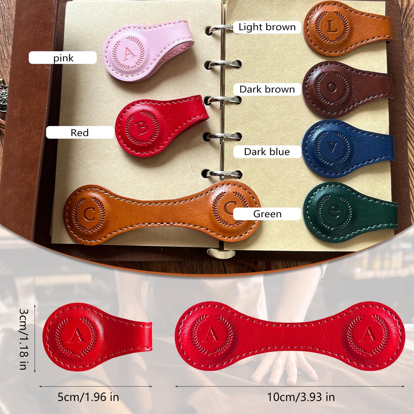 Leather Magnetic Bookmarks, 3D Embossed Alphabet Initial Letter Bookmark, Cute Page Markers for Books, Journals, Planners, Bible, Small Reading Gifts for Women Men, Teachers, Students (Dark Brown W)