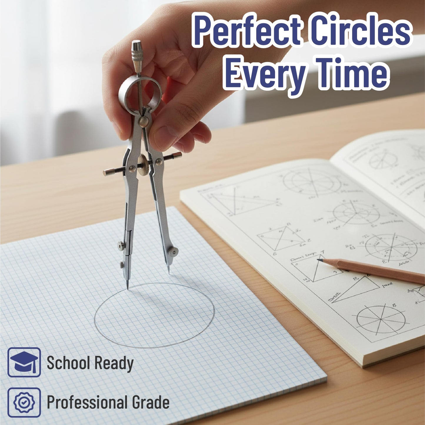 Mr. Pen- Geometry Set, 15 pcs, Black, 6 Inch Swing Arm Protractor, Divider, Set Squares, Ruler, Compasses and Protractor