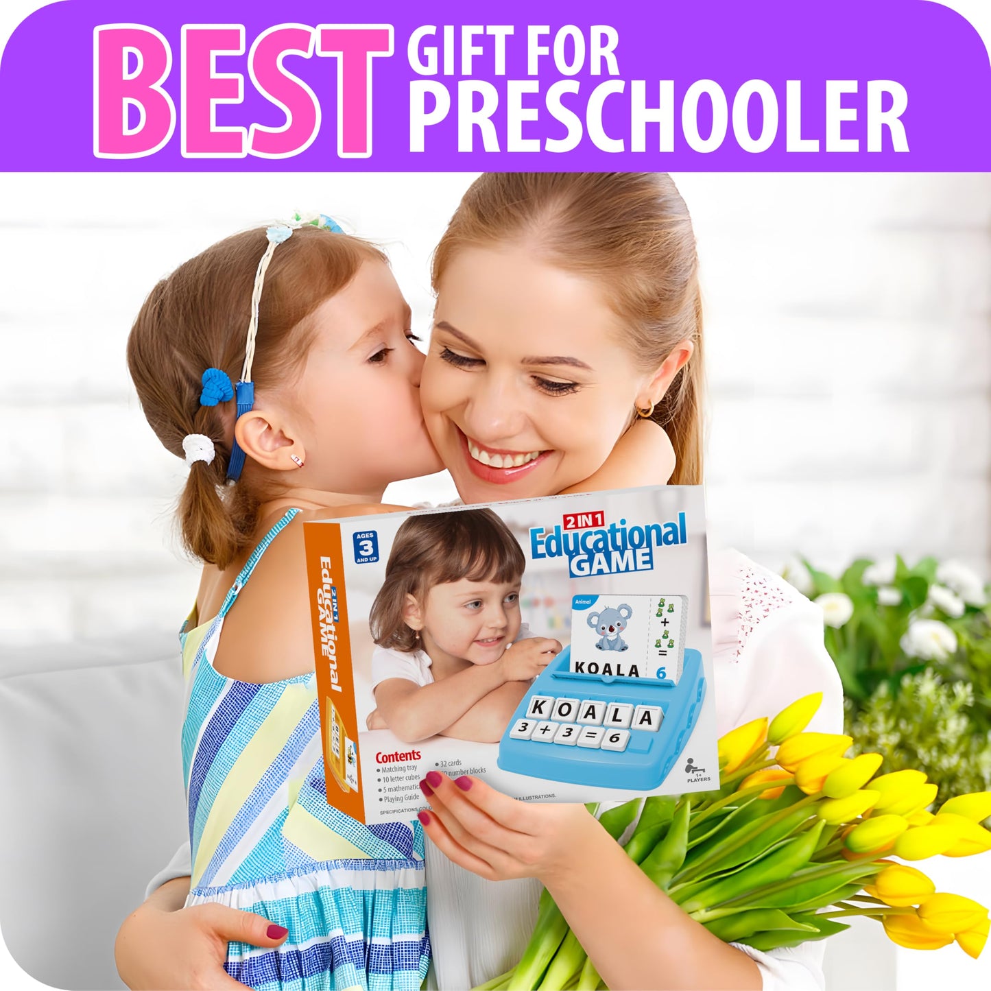 Yolscue Montessori Matching Letter Games,Educational Toys for 3-8 Year Olds Boys Girls,Alphabet Learning Toys for Kids Ages 3-8 Years,Birthday Party Gifts for 3-8 Year Olds Boys Girls(Purple)