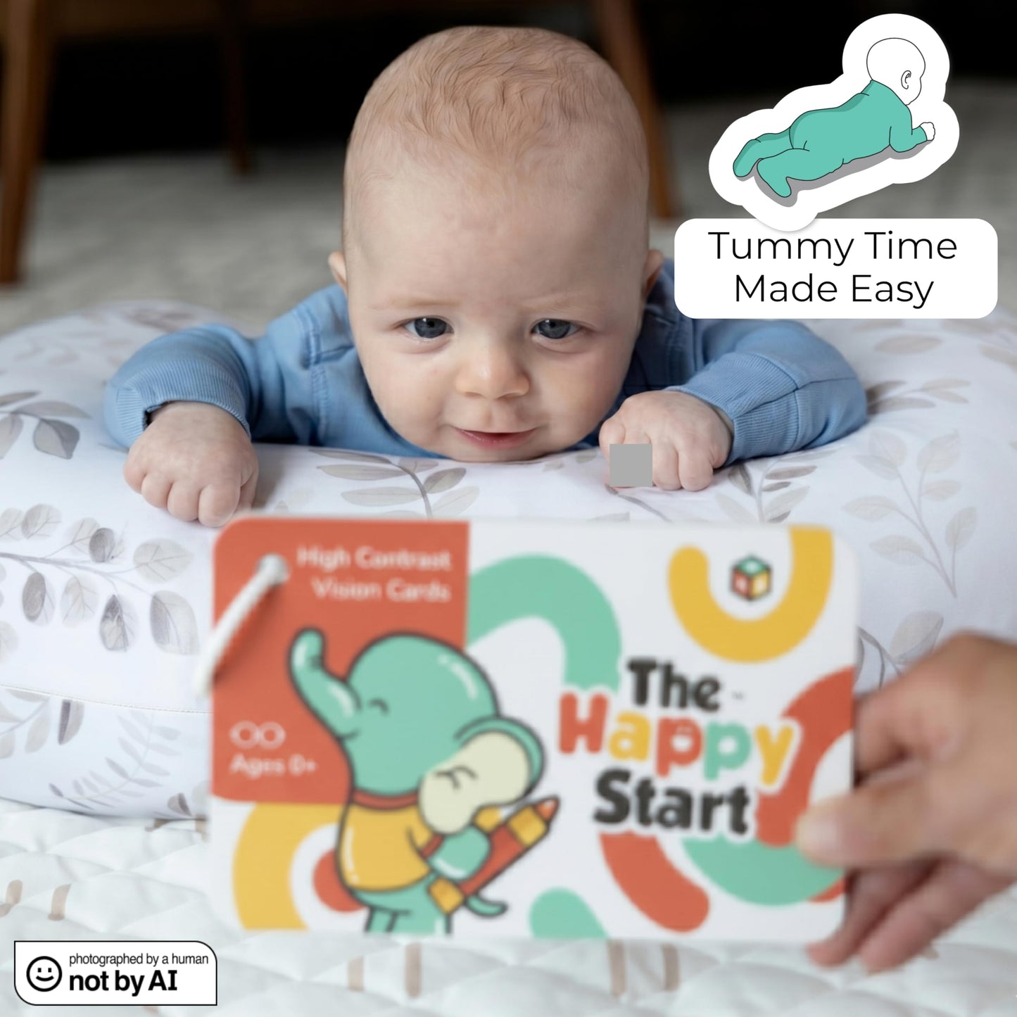 Happy Start High Contrast Baby Cards for Newborns - Black & White Cards, Water-Resistant, BPA-Free, Portable Educational Flashcards for Visual Stimulation, Award-Winning, Ages 0+(English & French)