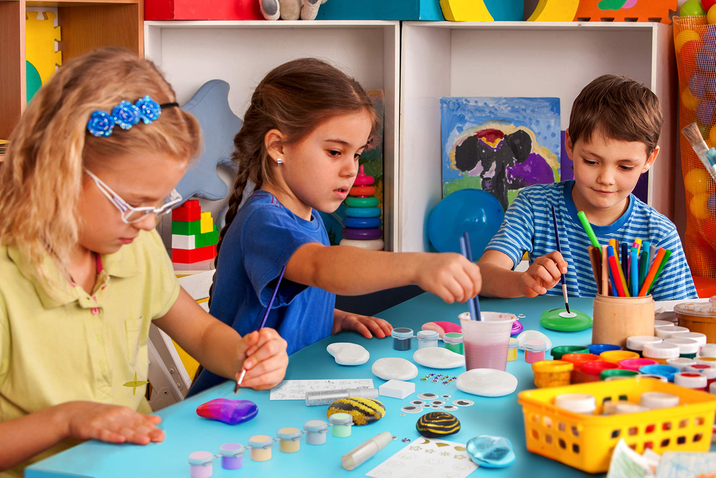 Dan&Darci Rock Painting Kit for Kids - Arts and Crafts for Girls & Boys Ages 6-12 - Craft Kits Art Set - Supplies for Rocks Paint - Best Tween Gift Ideas for Kid Activities Age 6 7 8 9 10 11