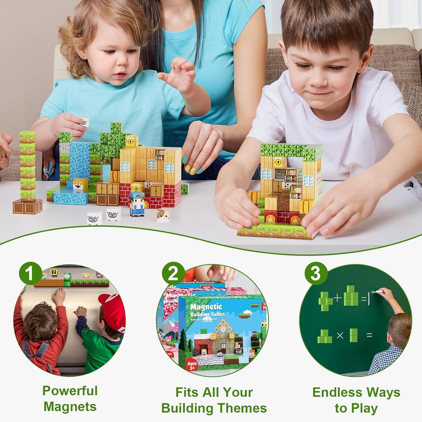 Fitrobust 500PCS Magnetic Blocks, Magnetic Building Blocks, 0.98in Magnetic Building, STEM Game Stacking Toys for Kids, Birthday Gifts for Boys and Girls Age 3+ Years Old