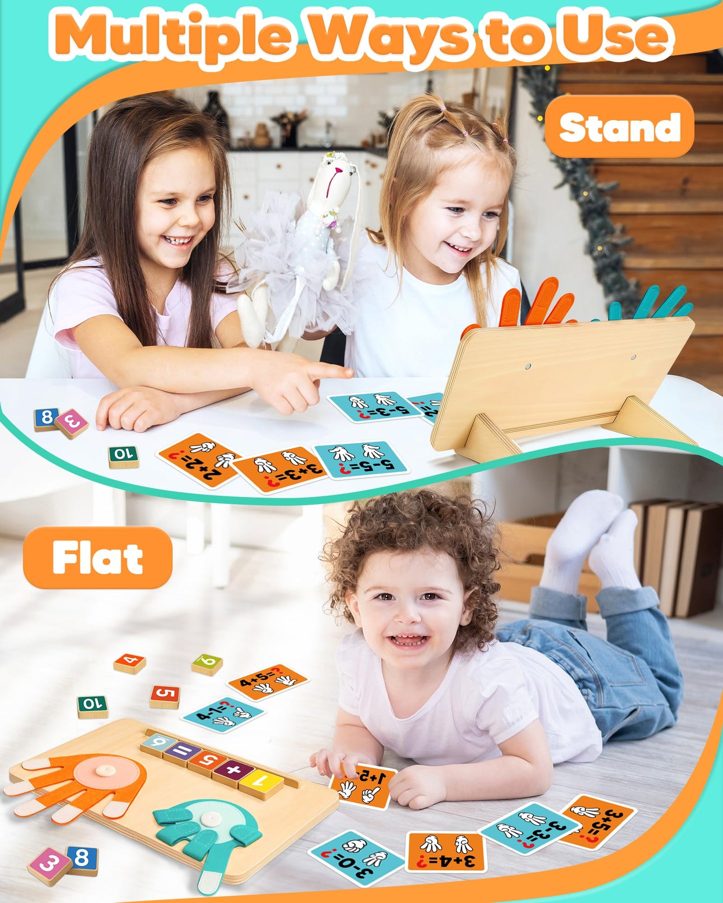 Montessori Educational Learning Toys for 3 4 5 Year Old Boys Girls Birthday Gifts, Toddler Preschool Learning Activities, Number Counting Blocks Toys for Kids, Math Manipulatives Counting Toy for 3-5