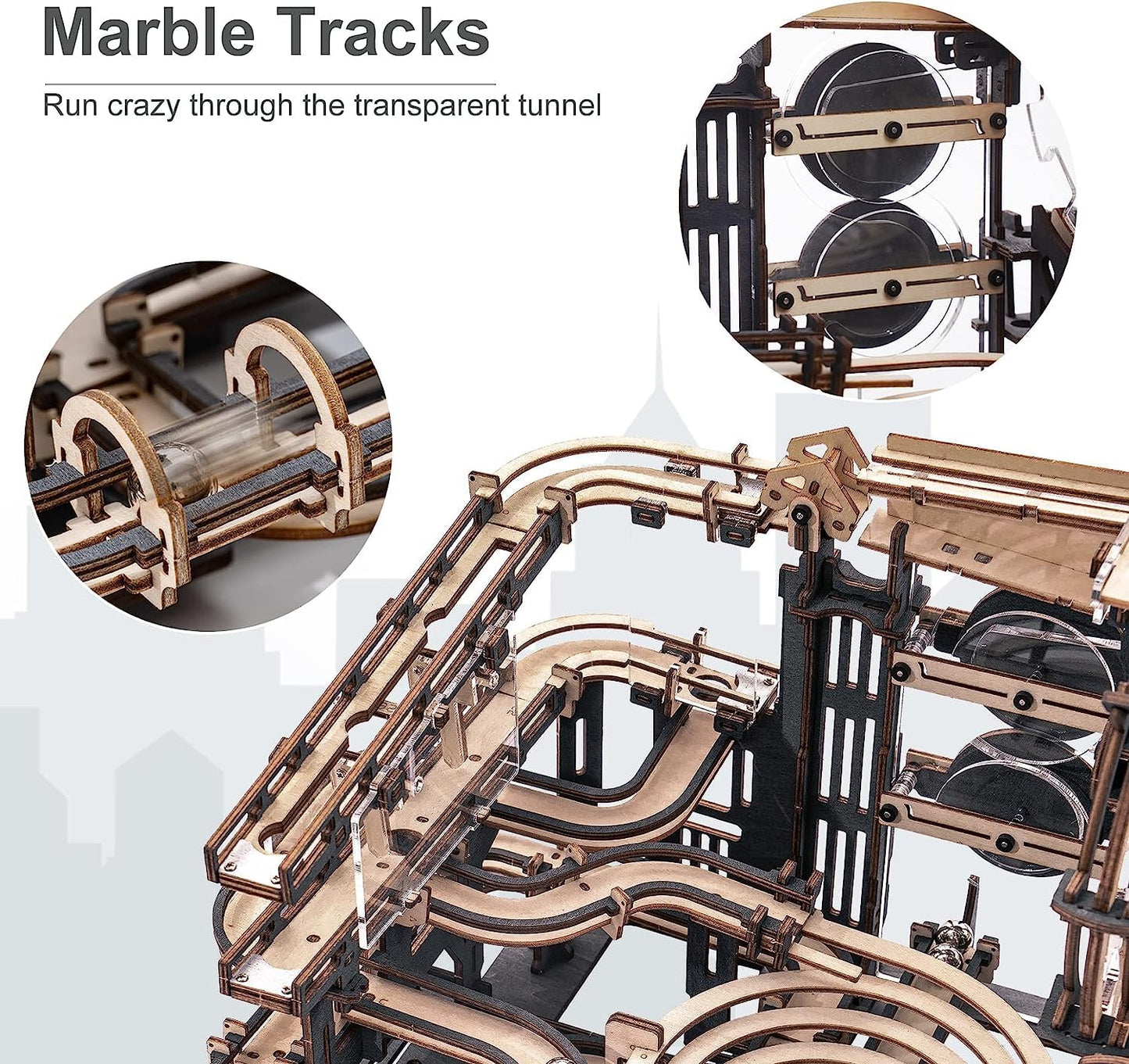 ROKR 3D Wooden Puzzles for Adult, Marble Run Puzzle Model Mechanical Marble Run Building Kits DIY Toy Hobbies for Adults for Men, Women