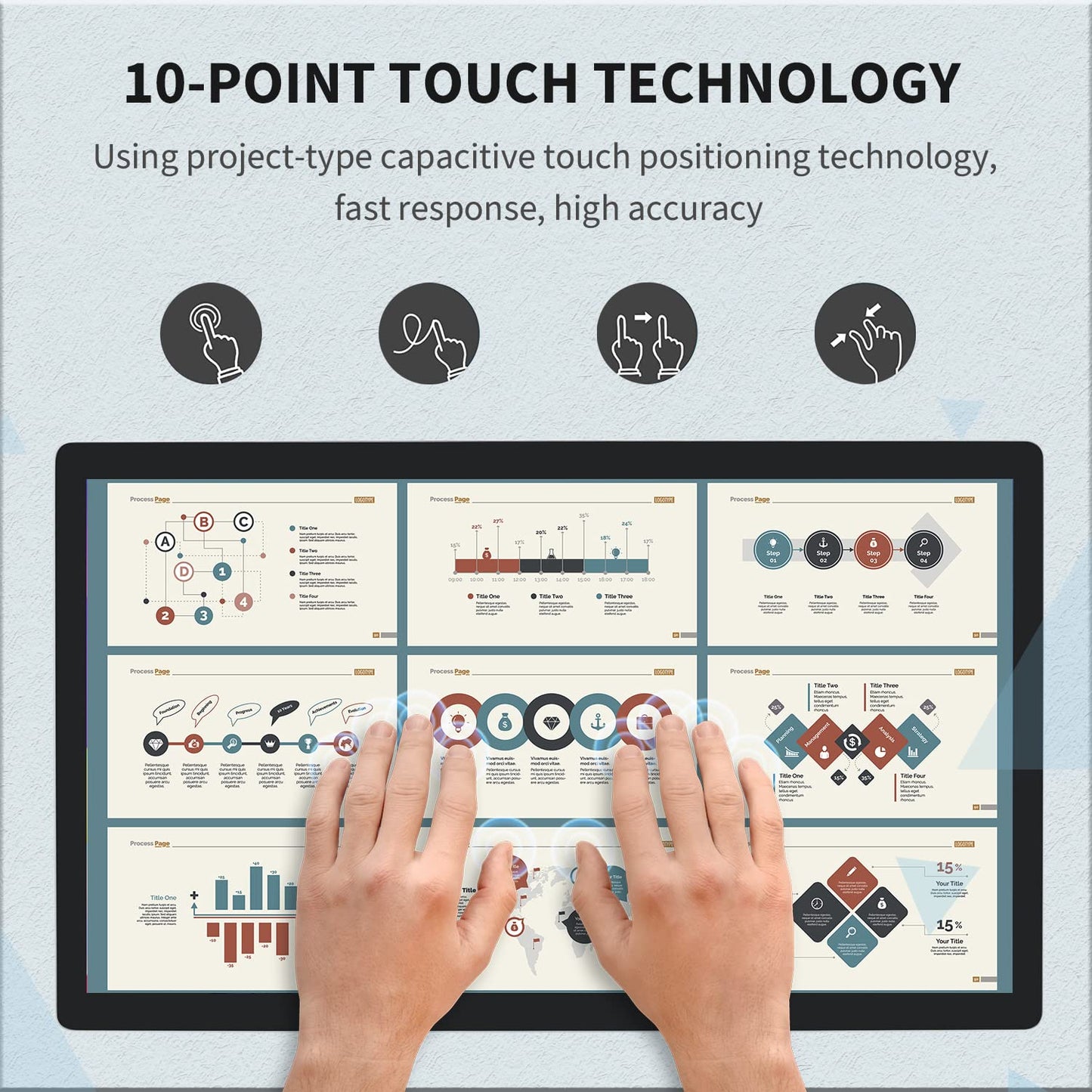 TouchWo 23.8 inch Touch Screen PC Monitor, Intel i7, 8GB RAM, 512G SSD, 16:9 FHD 1080P, Win-11 Pro, Smart Board for Classroom, Meeting & Game, USB, VGA & HD-MI Monitor