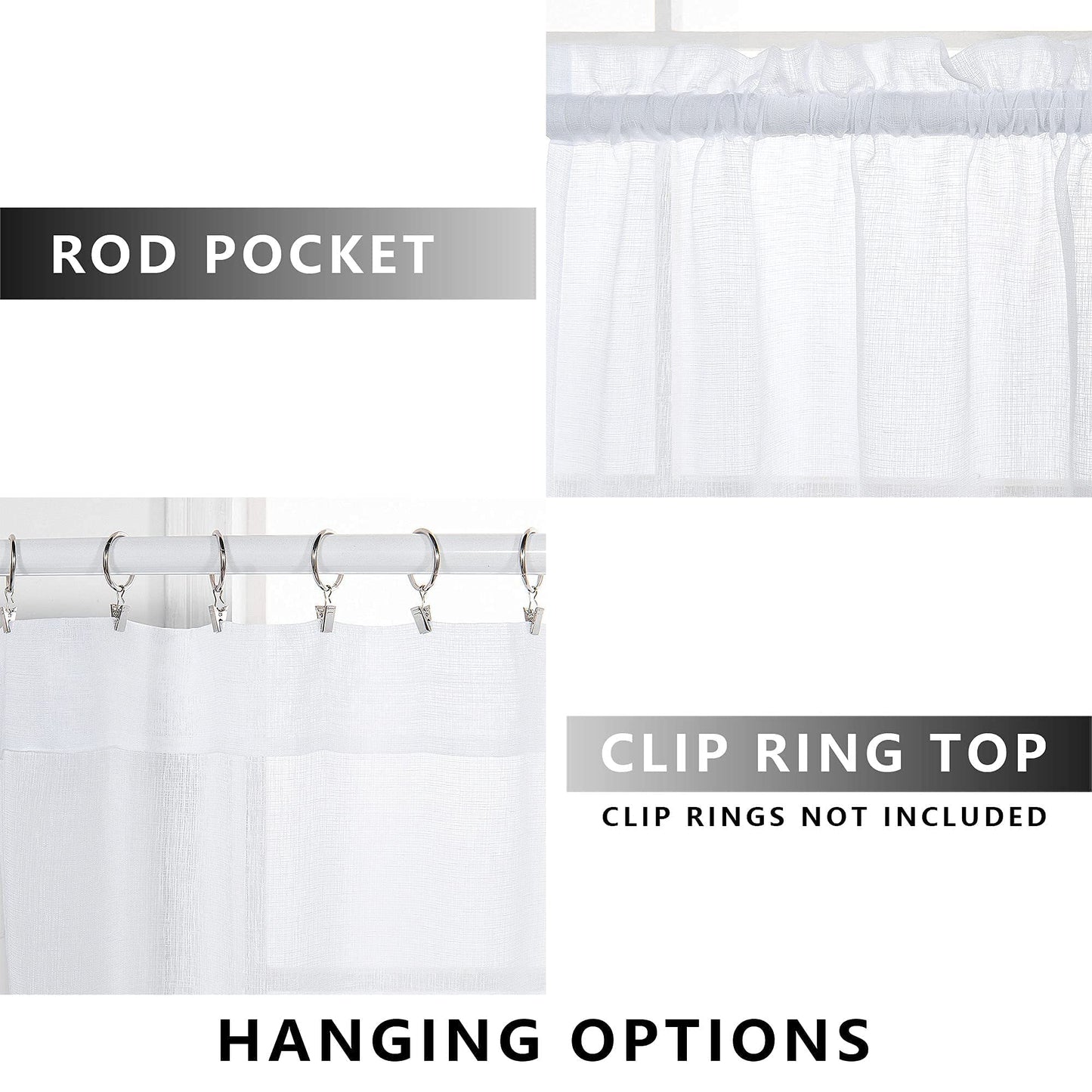 KOUFALL White Sheer Curtains 96 Inches Long 2 Panel Set Drapery Faux Linen Rod Pocket Shabby Chic Curtains for Bedroom Living Room 96 Inch Length