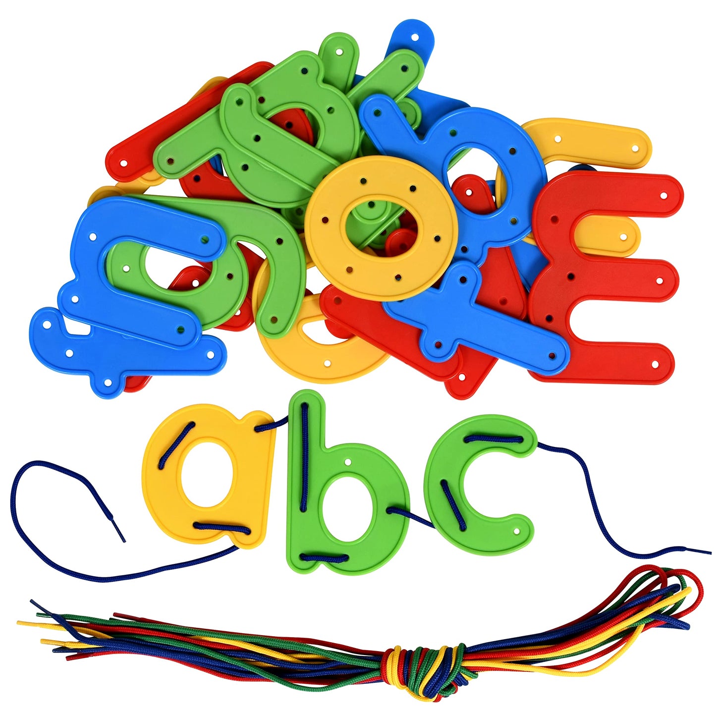 READY 2 LEARN Lacing Alphabet - Lowercase - 26 Letters - 8 Laces - Threading Toy for 3, 4, 5, 6 Year Olds - Fine Motor Skills, Letter Recognition and Early Spelling