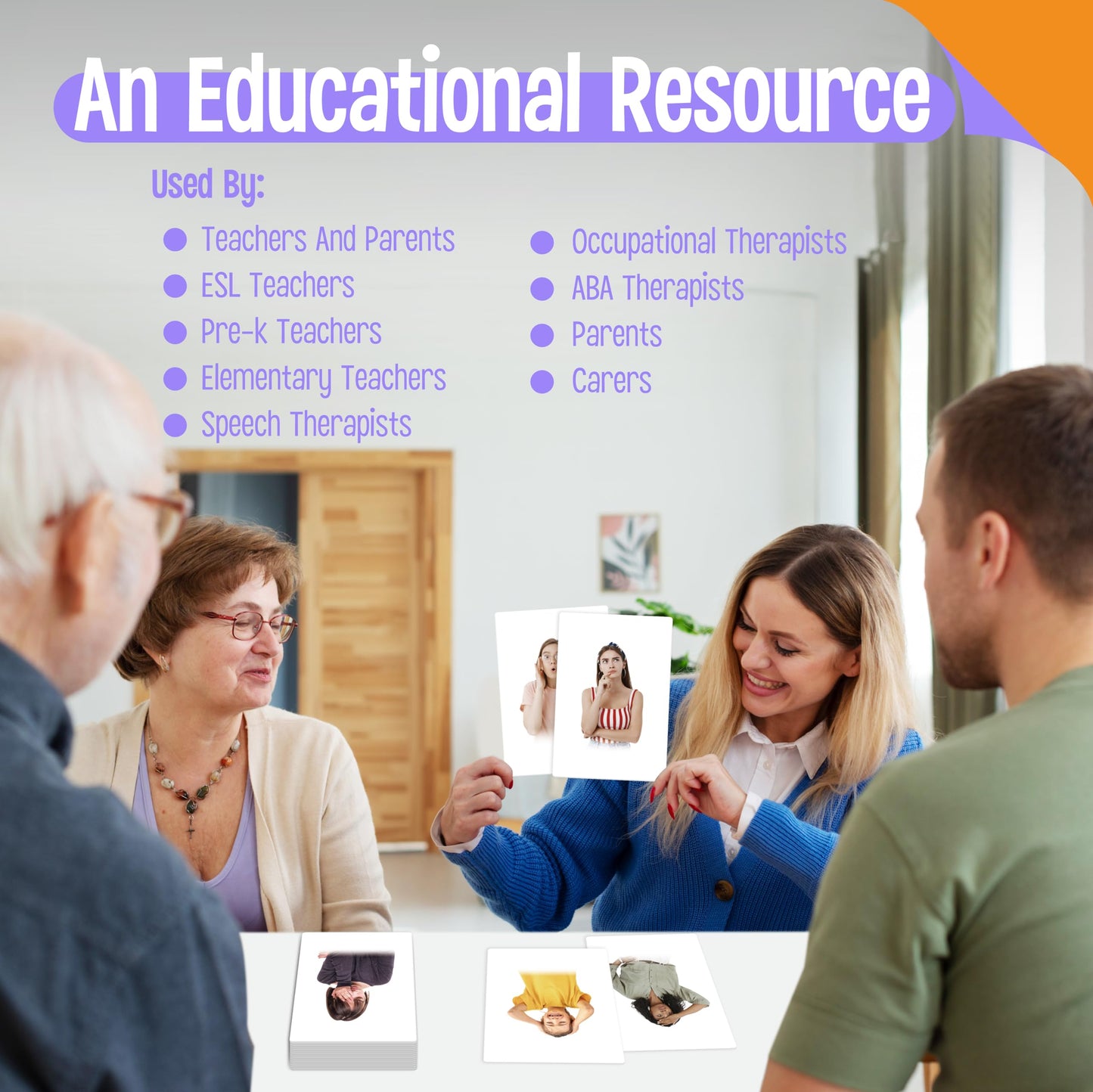 50 Emotion Flashcards, Realistic Feeling Picture Cards Emotion Picture Photos Kids, Adults, Homeschool, Speech Therapy, ABA, Dementia, Aphasia, Occupational Therapy, ESL and Autism Learning Material