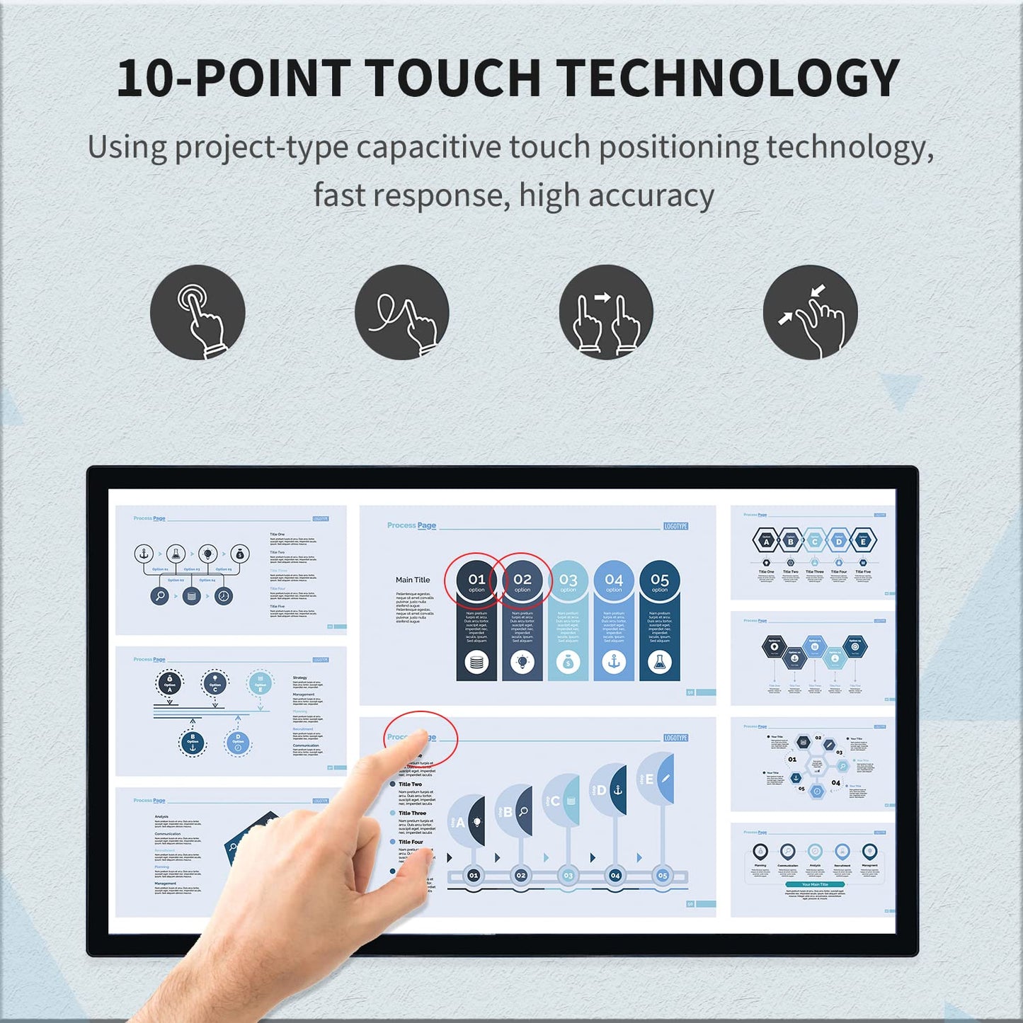 TouchWo 32 inch Interactive Touchscreen Monitor, Smart Board with 16:9 Display 1080P, Android 12 Touchscreen Electronic Whiteboard for Office and Classroom, RAM 4G & ROM 64G