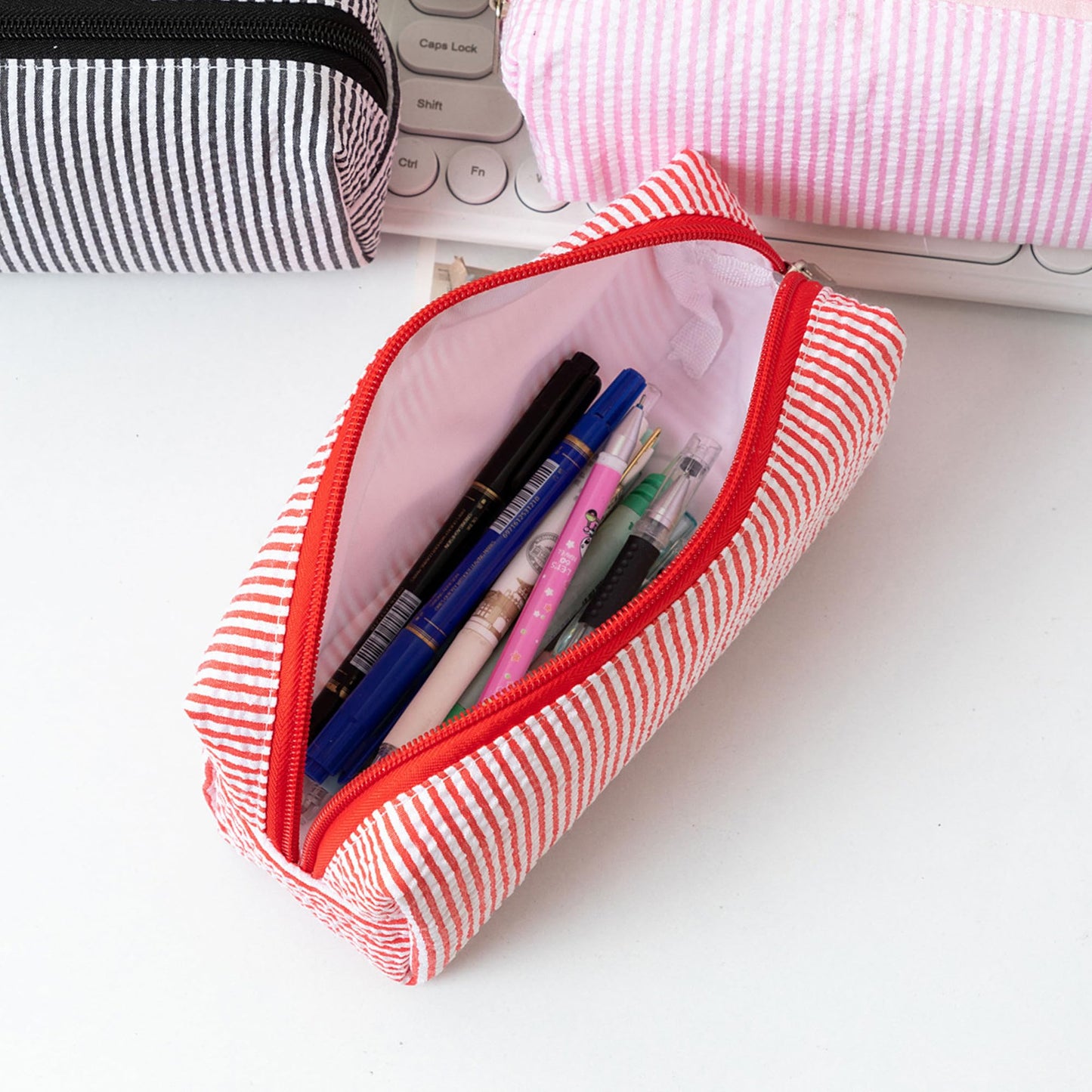 OZAOZ Cute Pencil Case Capacity Pencil Pouch Aesthetic Pen Bag Office Stationery Organizer Simple Sturdy Multifunctional Cosmetic Pouch (blue)