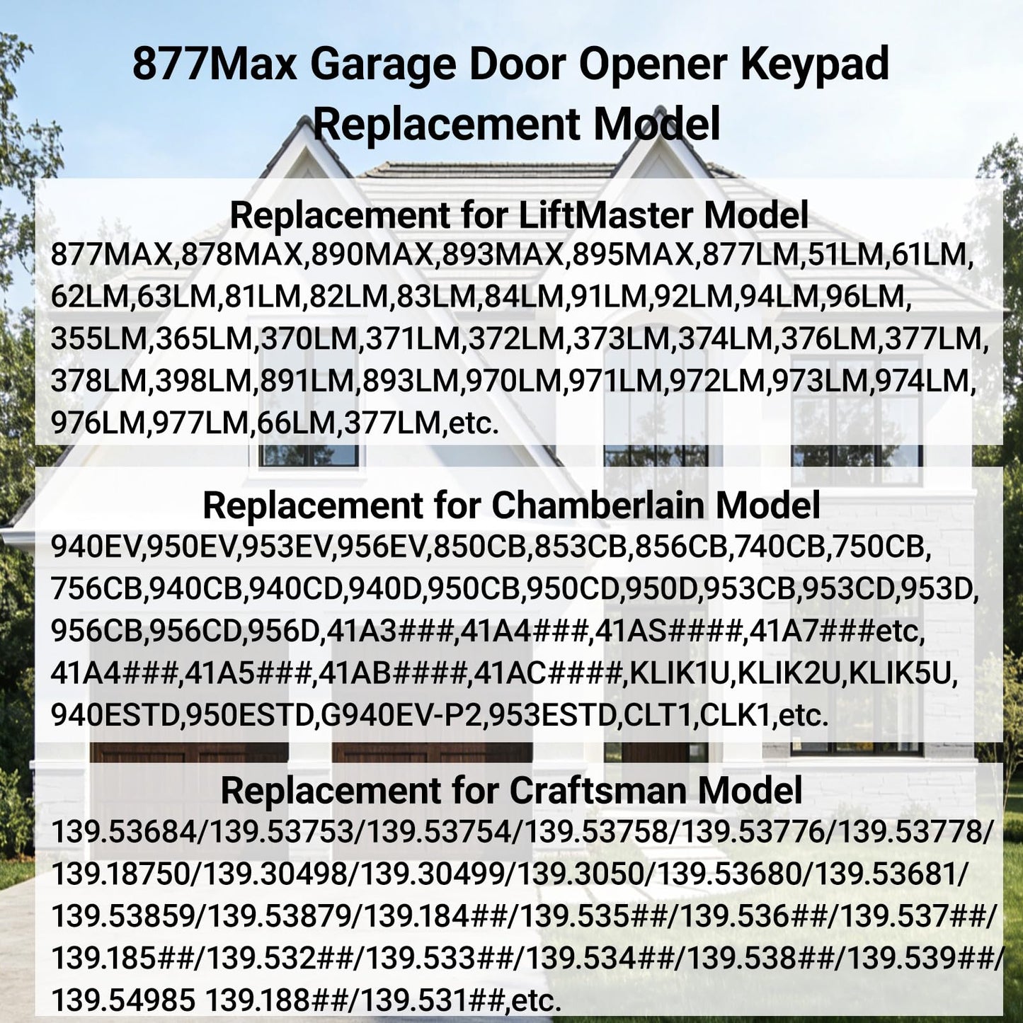 XDTKML Garage Door Opener Keypad Compatible with Liftmaster Chamberlain Craftsman Garage Door Opener with Produced Since 1993 Purple,Red,Orange,Green,Yellow Learn Button 315/390 MHZ - White