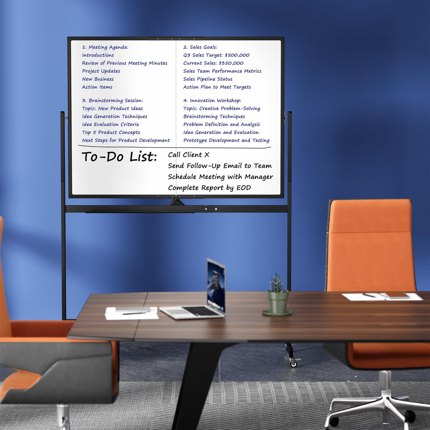 Large Rolling Whiteboard on Wheels, 48" x 36" Double-Sided Mobile White Board with Stand, 4' x 3' Portable Standing Magnetic Dry Erase Board Easel for Home Office Classroom School, Black