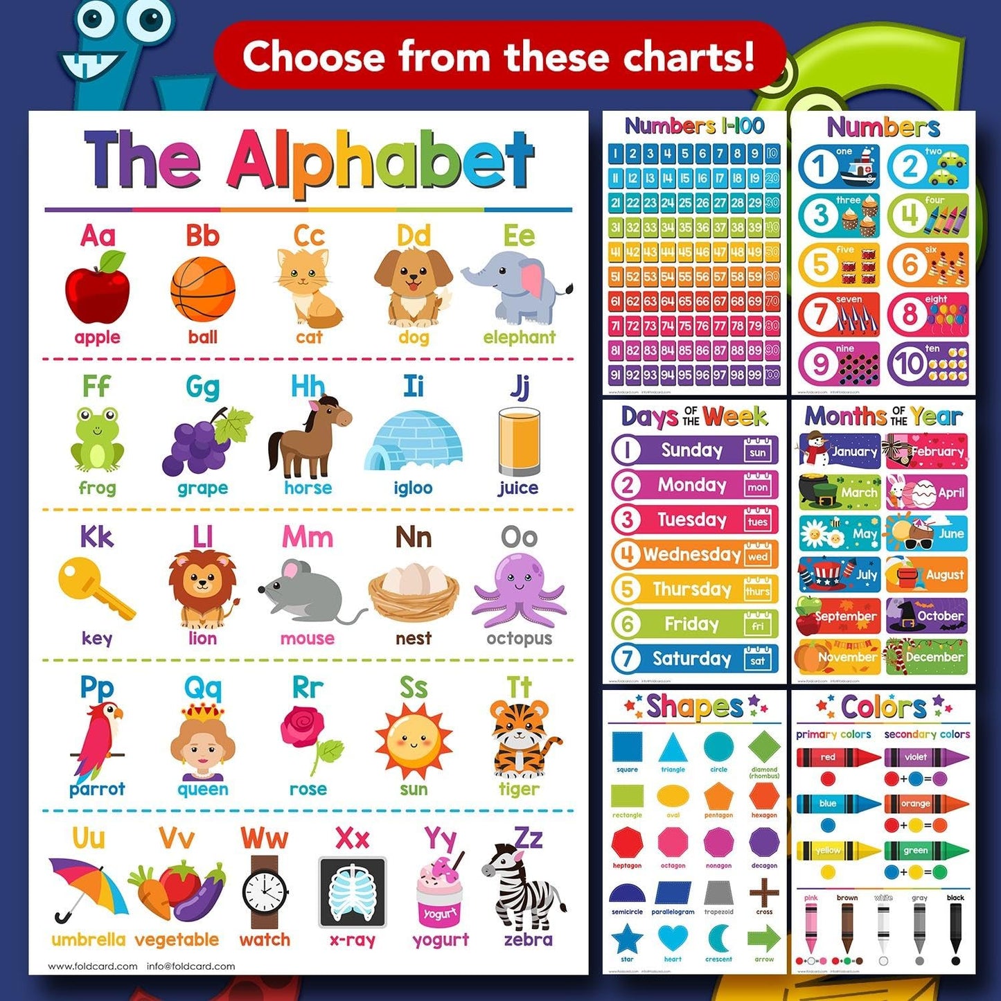 Weather Educational Charts for Preschool to Gradeschool – Bright and Colorful Visual/Learning Aid Wall Art Poster for Classroom or Home | Printed on Glossy Durable Cardstock | 11" x 17" | 5 per Pack
