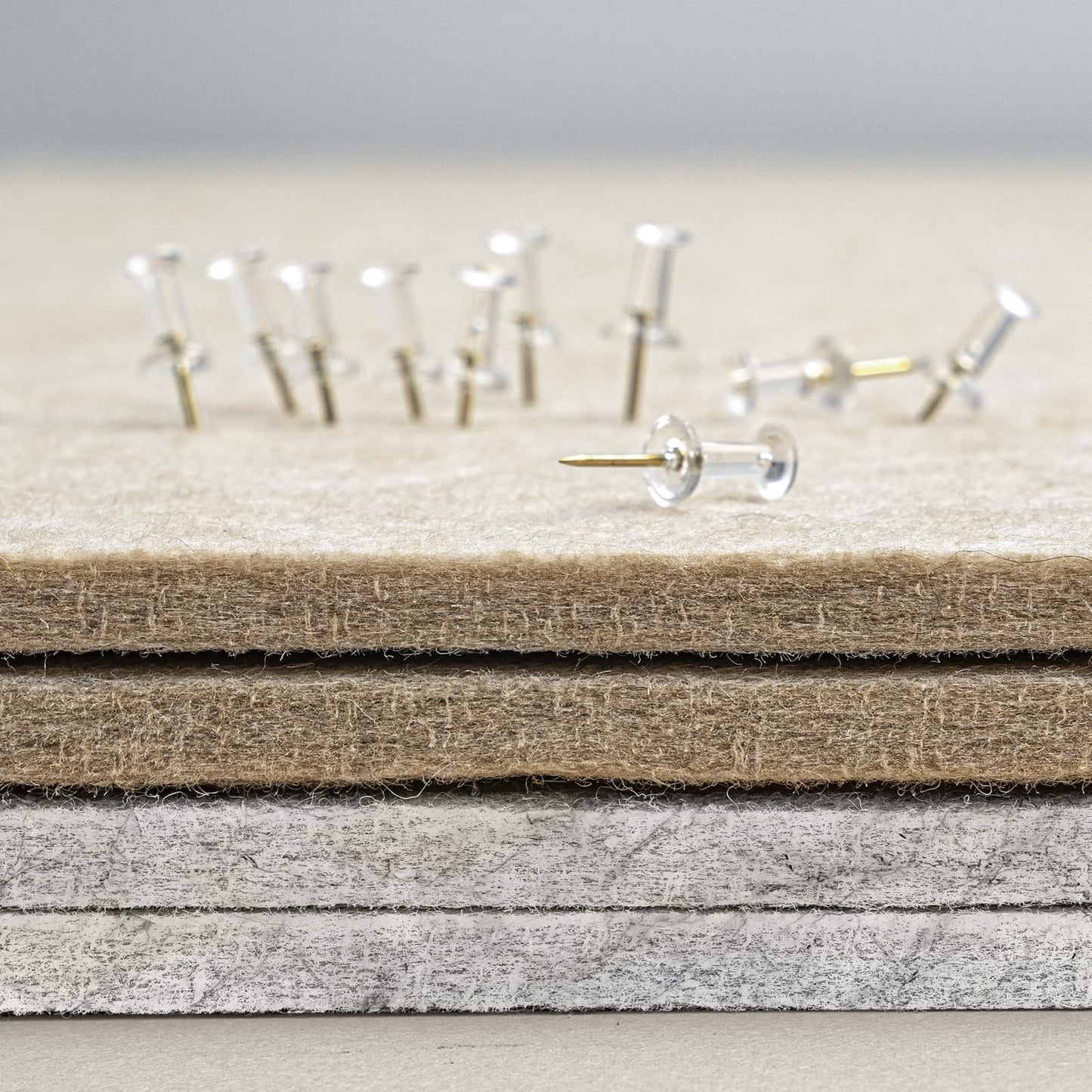 Lightomorrow Bulletin Board, 36 x 24 inches Felt Board - Decorative Pin Board, Cork Board Alternative for Wall, 3' x 2' Foldable Self-Adhesive Vision Board with 20 Pushpins - Marble White