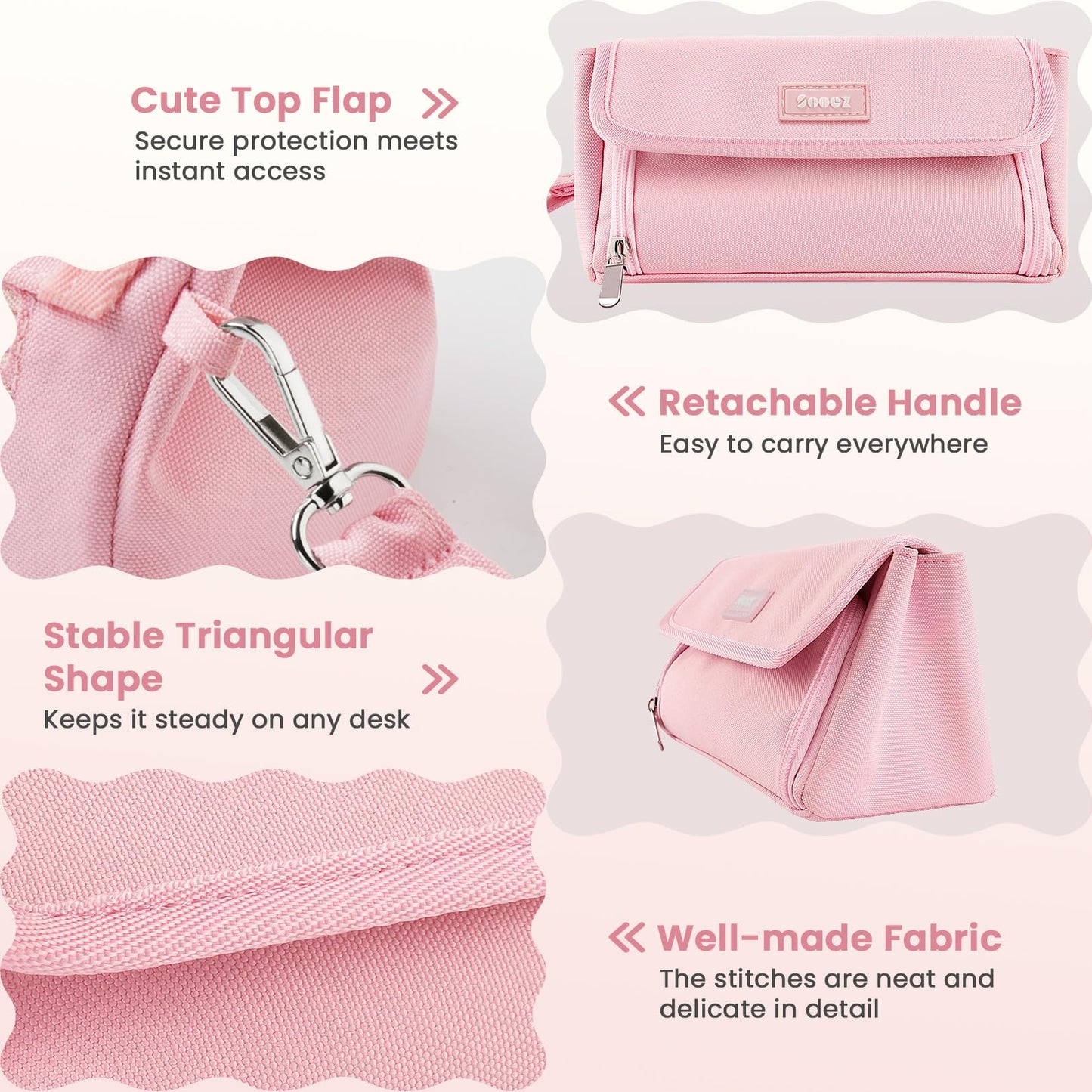 Sooez Super Large Pencil Case, Big Capacity Pencil Bag with 3 Compartments, can hold 100 pencils,Cute Pencil Pouch with Zipper,Portable Stationery Pen Bag, School Supplies For Teen Girls,Mint Green