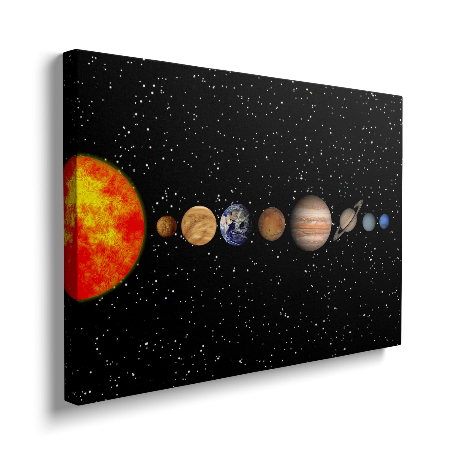 Framed Space Solar System Galaxy Planets Canvas Wall Art Astronomy Interstellar Science Decor Poster For Living Room Bedroom Home Office Artwork Gift Ready To Hang (12x16 Inches)
