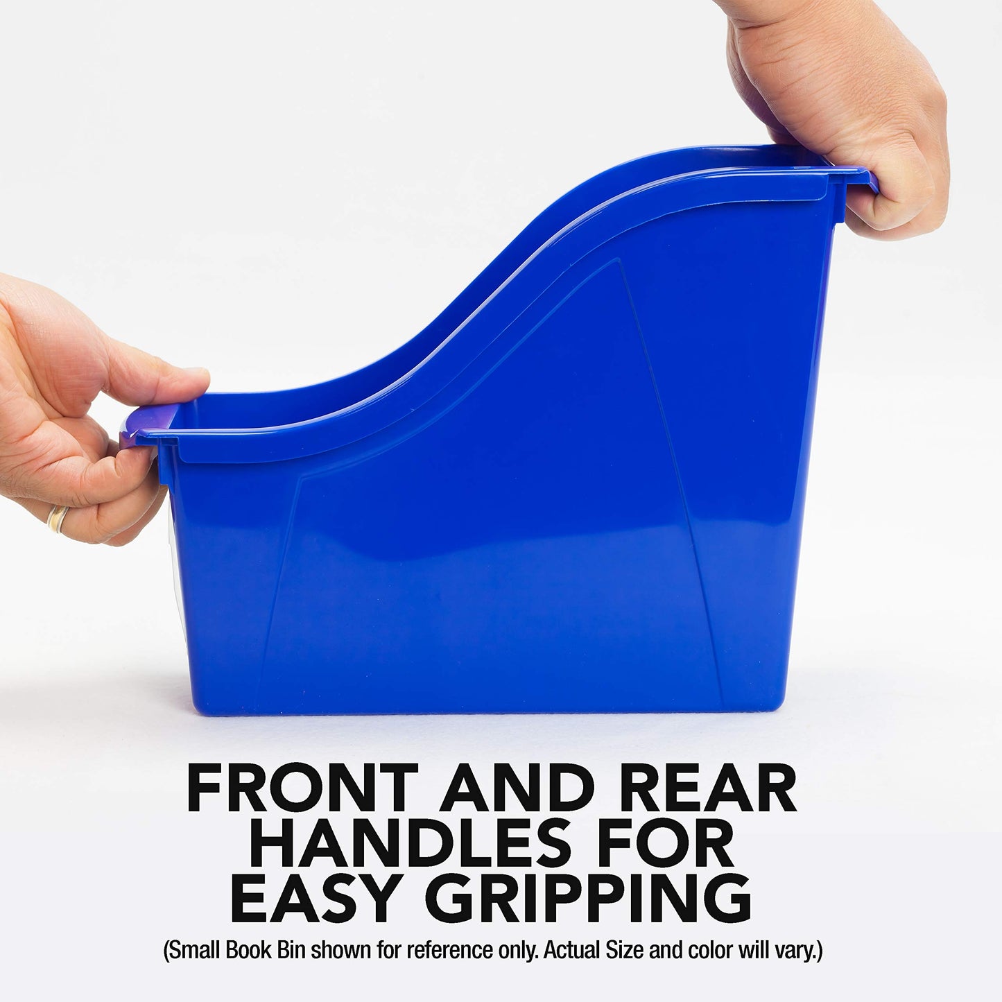 Storex Small Book Bin – Interlocking Plastic Organizer for Home, Office and Classroom, Blue, 6-Pack (71108C06C)