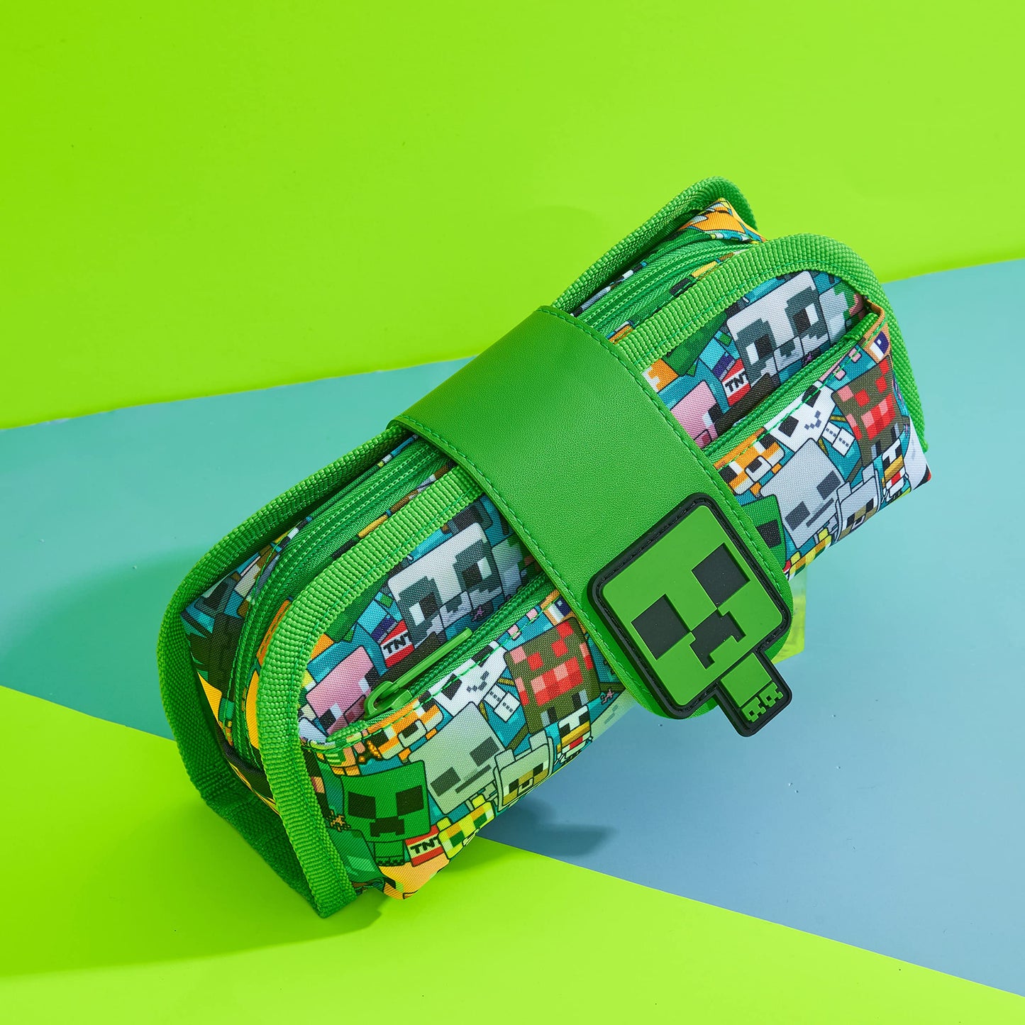 Minecraft Pencil Case for Boys and Girls, Kids Gamer School Supplies Multi Compartments with Detachable Zippered Pen Pouch 2 in 1