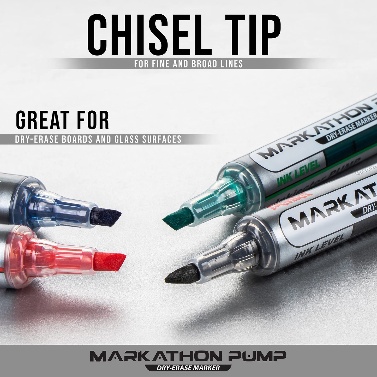 Pentel Markathon Pump Dry Erase Marker, Chisel Tip, Red Ink, 12 Pack (MWL6SX-B)