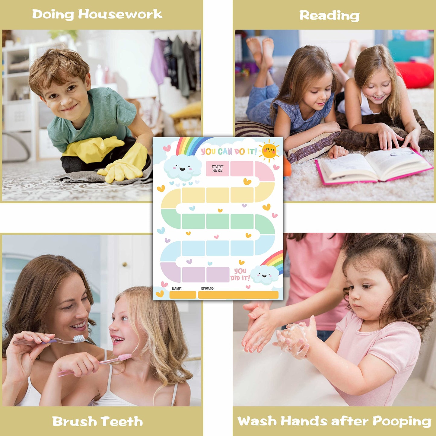 20 Rainbow Reward Chart with 432 Round Stickers, Incentive Behavior Chart for Kids at Home Classroom, Kids Routine Daily Chore Sticker Chart-B16