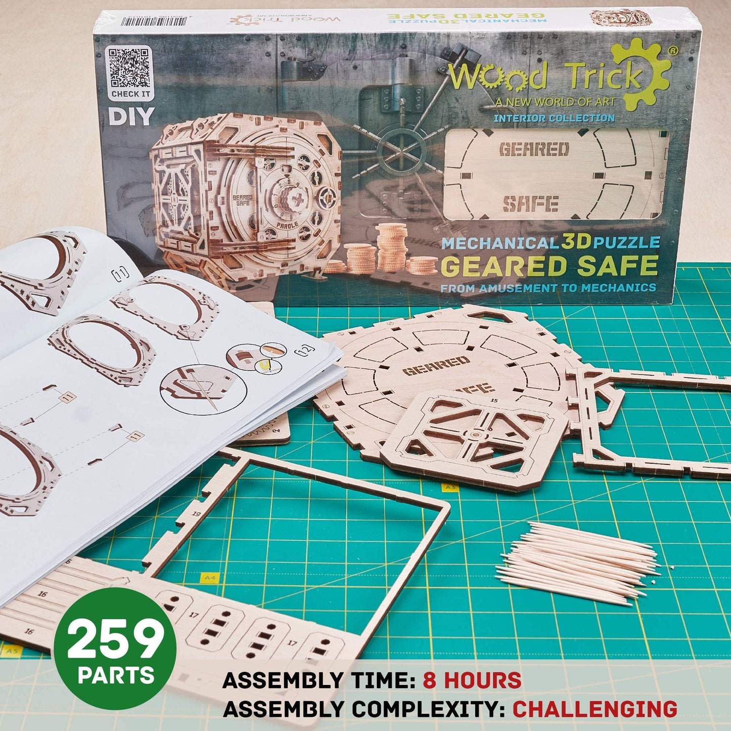 Wood Trick Safe Wooden Model Kit for Adults to Build - DIY Locker Puzzle Box with Combination - Mechanical - Store Your Precious Items - Heavy Duty Design - 3D Wooden Puzzles for Adults