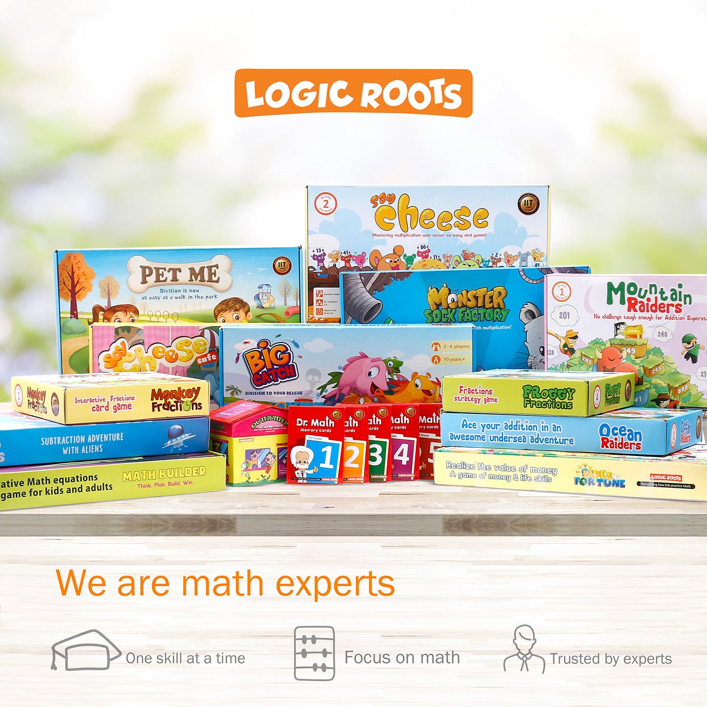 Logic Roots Addition and Subtraction Game - Fun Math Board Game for 6-8 Year Olds, Easy to Play Educational Game for Kids at Home, STEM Toy Gift for Girls & Boys (Ocean Raiders + Cloud Hoppers)