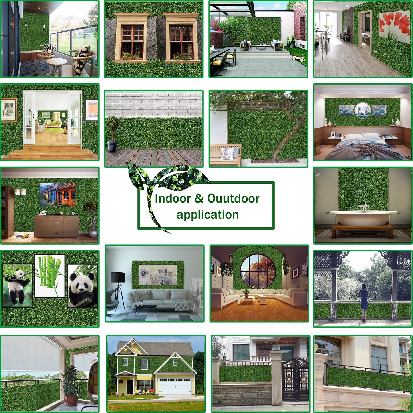 ODTORY Artificial Boxwood Roll Panels:40 X 120 in(33.5 sqft) UV-Anti Artificial Ivy Privacy Fence Wall Screen for Indoor Outdoor Green Grass Wall Decor & Ivy Fence Covering Privacy